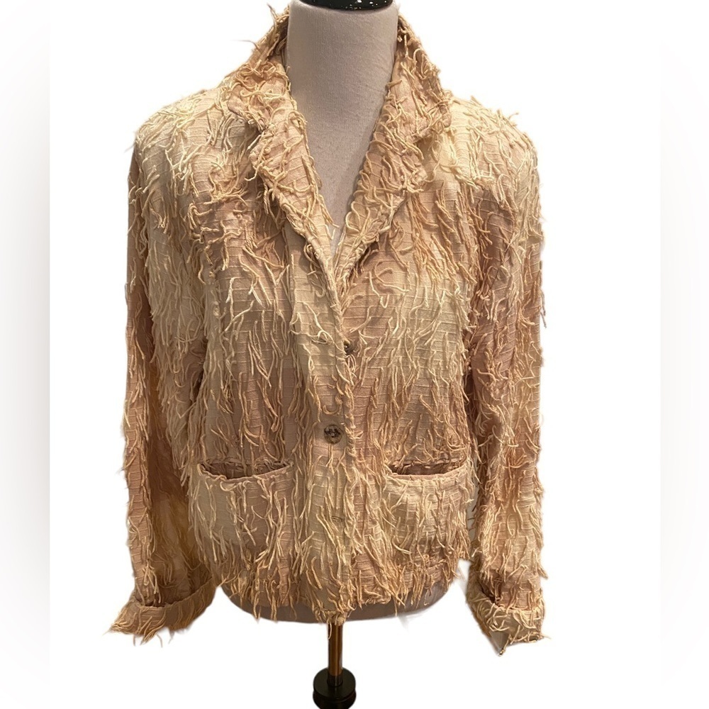 Kindred Spirit Vintage 80s Hand Woven Textured Fringe Jacket Large